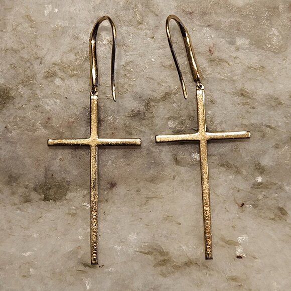 RARE MODERN LUXURY LANA JEWELRY FLAWLESS DIAMOND 14K GOLD CROSS PIERCED EARRINGS - Picture 8 of 15